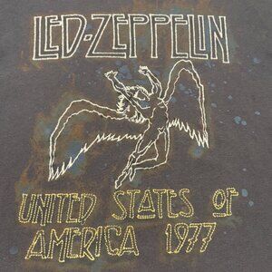 90s STAG Embroidered Led Zeppelin 1977 Tee – Size L